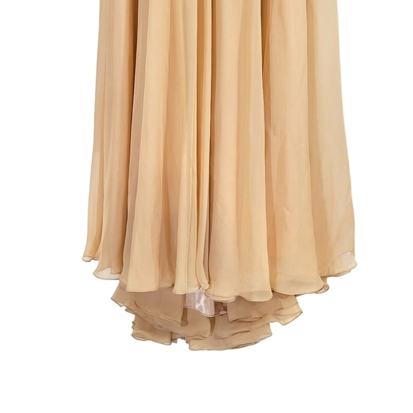 Sherri Hill Beaded Plunging V Neck Chiffon Gown in Nude Pink Color 52589 NWT - Picture 8 of 16